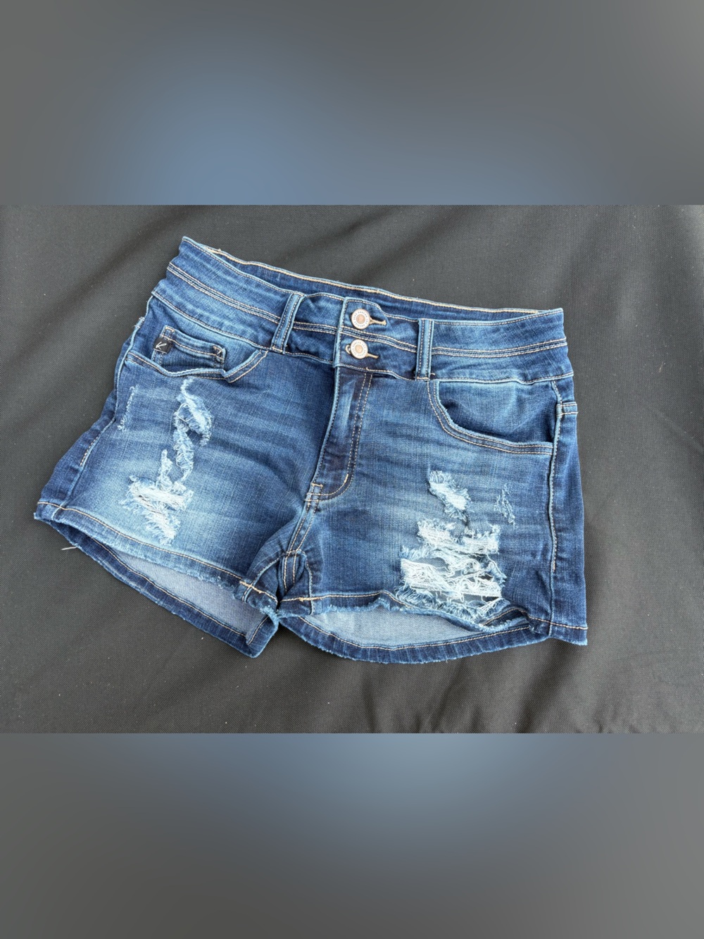 KanCan Women’s Distressed Denim Shorts - Blue